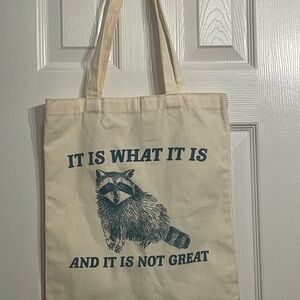 It Is What It Is And It Isn’t Great Canvas Tote Bag with Raccoon Print
